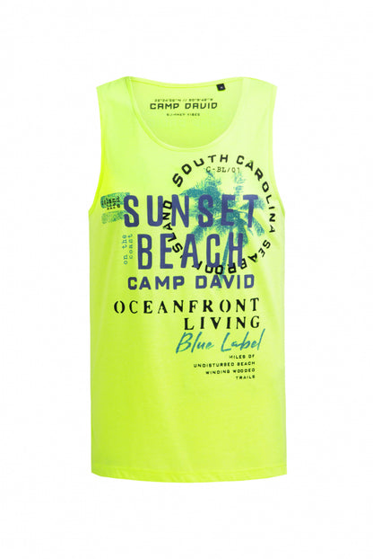 CAMP DAVID Muskelshirt mit Label Prints - neon lime