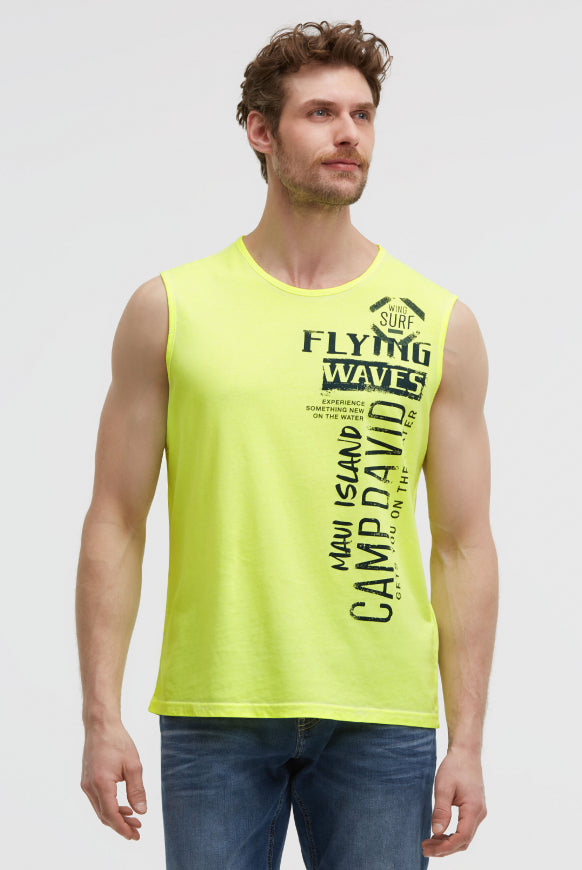 CAMP DAVID Muskelshirt Oil Dyed mit Label Print - neon lime