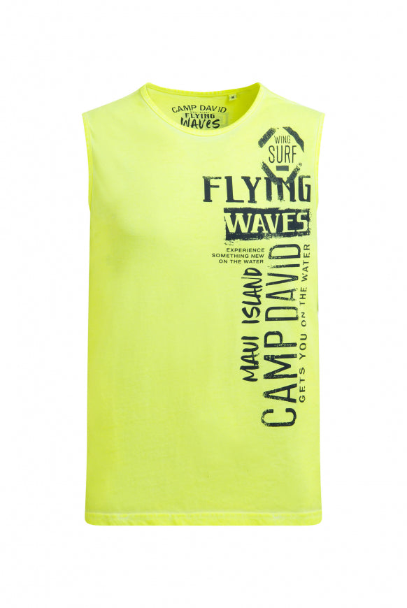 CAMP DAVID Muskelshirt Oil Dyed mit Label Print - neon lime