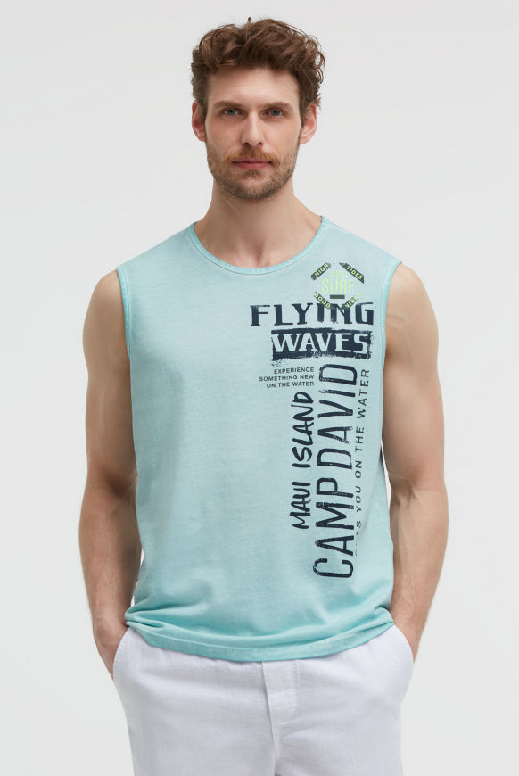 CAMP DAVID Muskelshirt Oil Dyed mit Label Print - fresh breeze