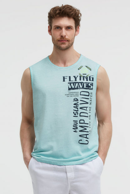 CAMP DAVID Muskelshirt Oil Dyed mit Label Print - fresh breeze