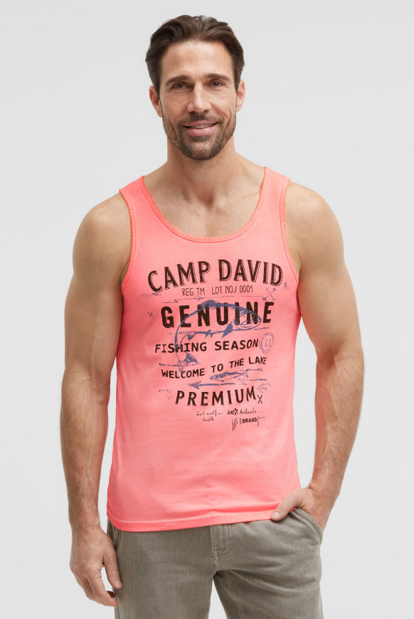 CAMP DAVID Muskelshirt Oil Dyed mit Logo Prints - neon flame