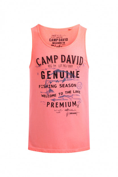 CAMP DAVID Muskelshirt Oil Dyed mit Logo Prints - neon flame