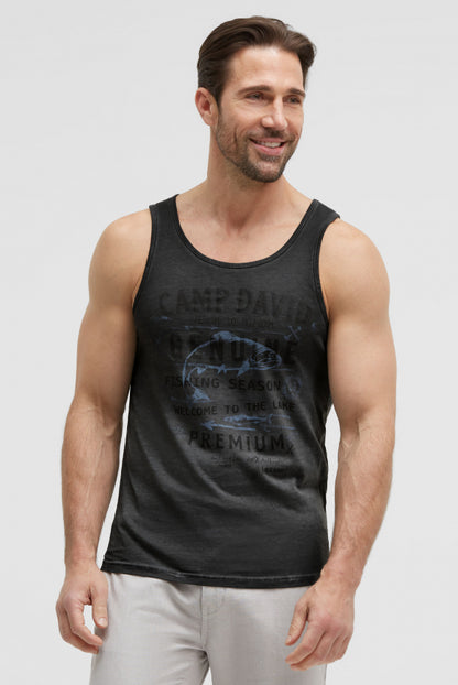 CAMP DAVID Muskelshirt Oil Dyed mit Logo Prints - black