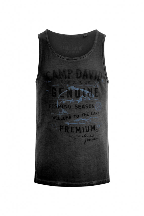 CAMP DAVID Muskelshirt Oil Dyed mit Logo Prints - black