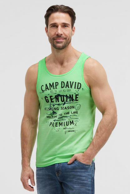 CAMP DAVID Muskelshirt Oil Dyed mit Logo Prints - neon green