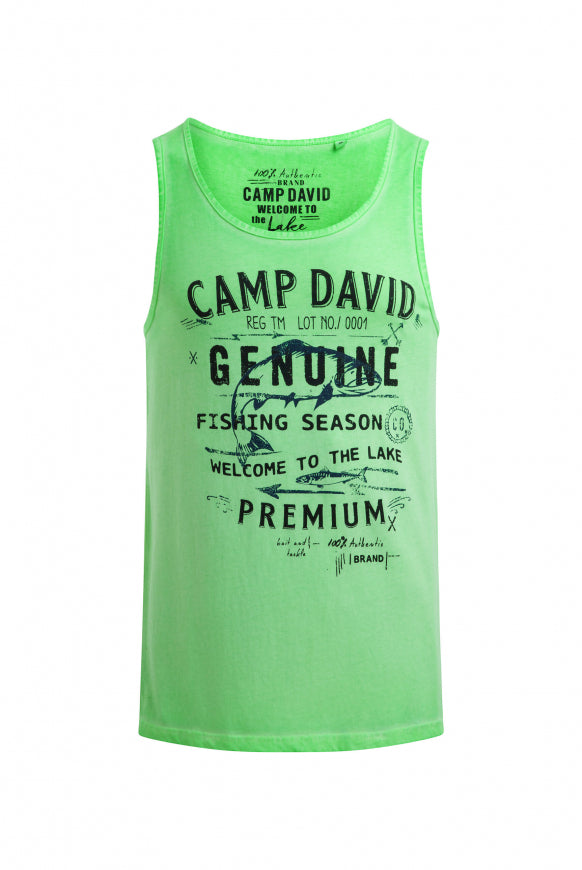 CAMP DAVID Muskelshirt Oil Dyed mit Logo Prints - neon green