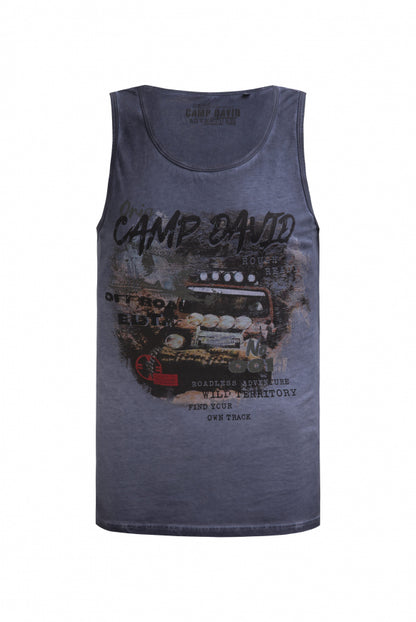 CAMP DAVID Muskelshirt Oil Dyed mit Photoprint - blue grey
