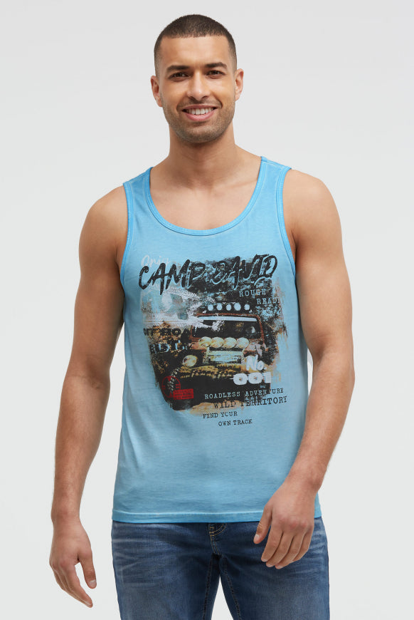 CAMP DAVID Muskelshirt Oil Dyed mit Photoprint - summer aqua