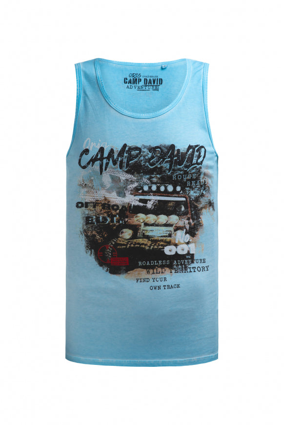 CAMP DAVID Muskelshirt Oil Dyed mit Photoprint - summer aqua