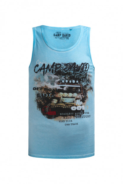 CAMP DAVID Muskelshirt Oil Dyed mit Photoprint - summer aqua