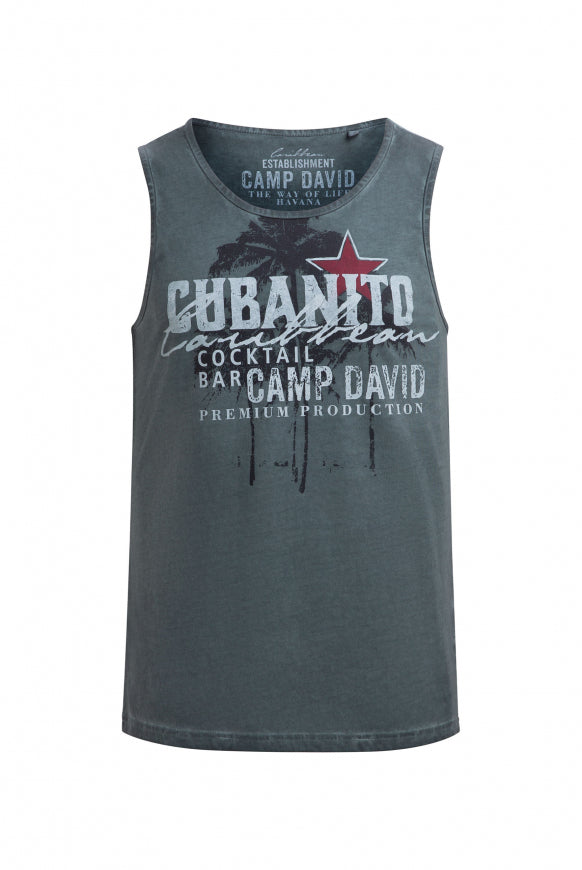 CAMP DAVID Muskelshirt Oil Dyed mit Used Print - green shadow
