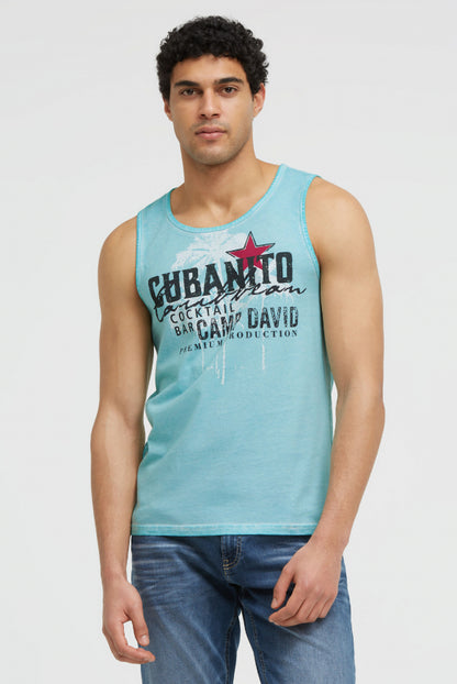 CAMP DAVID Muskelshirt Oil Dyed mit Used Print - aqua splash
