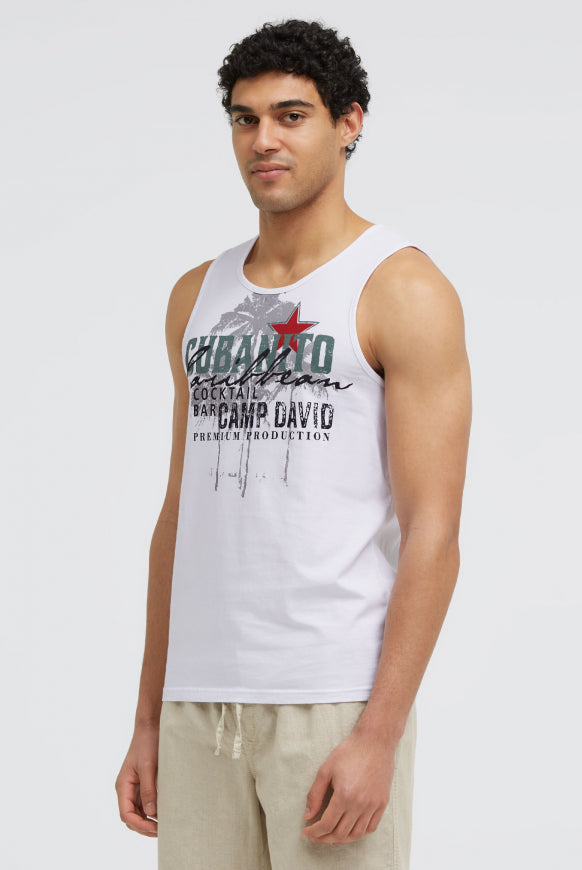 CAMP DAVID Muskelshirt Oil Dyed mit Used Print - opticwhite