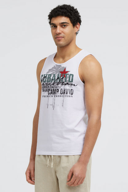 CAMP DAVID Muskelshirt Oil Dyed mit Used Print - opticwhite