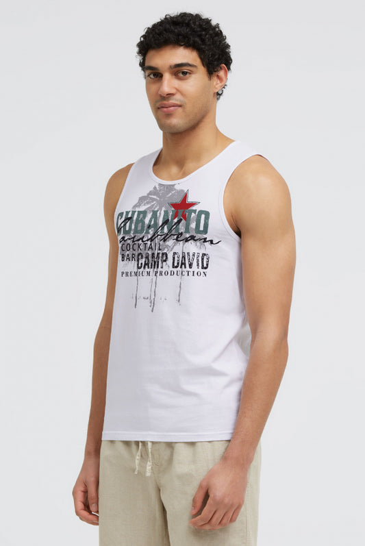 CAMP DAVID Muskelshirt Oil Dyed mit Used Print - opticwhite