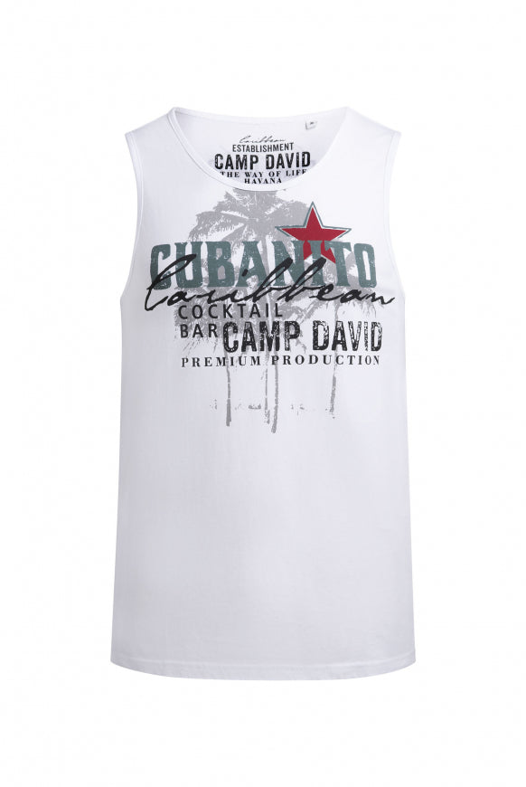 CAMP DAVID Muskelshirt Oil Dyed mit Used Print - opticwhite