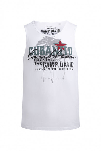 CAMP DAVID Muskelshirt Oil Dyed mit Used Print - opticwhite