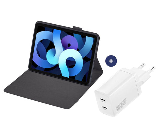 4smarts Schutzhülle DailyBiz für Apple iPad 10.9 & 11" (10. & 11. Gen) schwarz & Ladegerät PDPlug Dual 45W GaN 2C