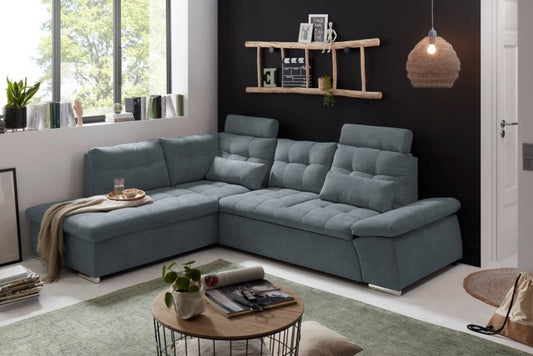 Entdecken Sie zeitlose Eleganz: Das Nalo Schlafsofa von ED Exciting Design mit verstellbaren Armlehnen und Bettkasten
