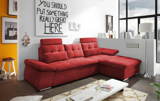 ED Exciting Design Nalo – Modernes Schlafsofa mit Bettkasten, verstellbaren Armlehnen und luxuriöser Uran Mikrofaser. Inklusive zwei Kopfstützen, in verschiedenen Farben wählbar