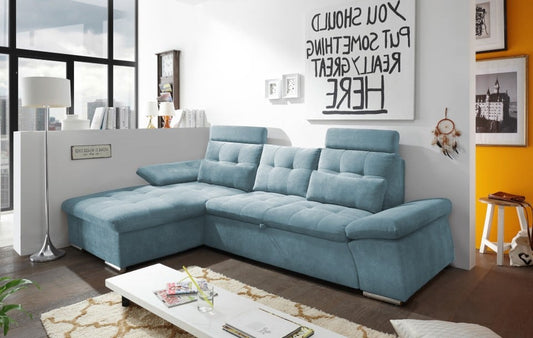 ED Exciting Design Nalo – Modernes Schlafsofa mit Bettkasten, verstellbaren Armlehnen und luxuriöser Uran Mikrofaser. Inklusive zwei Kopfstützen, in verschiedenen Farben wählbar