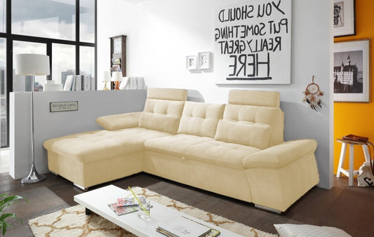 ED Exciting Design Nalo – Modernes Schlafsofa mit Bettkasten, verstellbaren Armlehnen und luxuriöser Uran Mikrofaser. Inklusive zwei Kopfstützen, in verschiedenen Farben wählbar