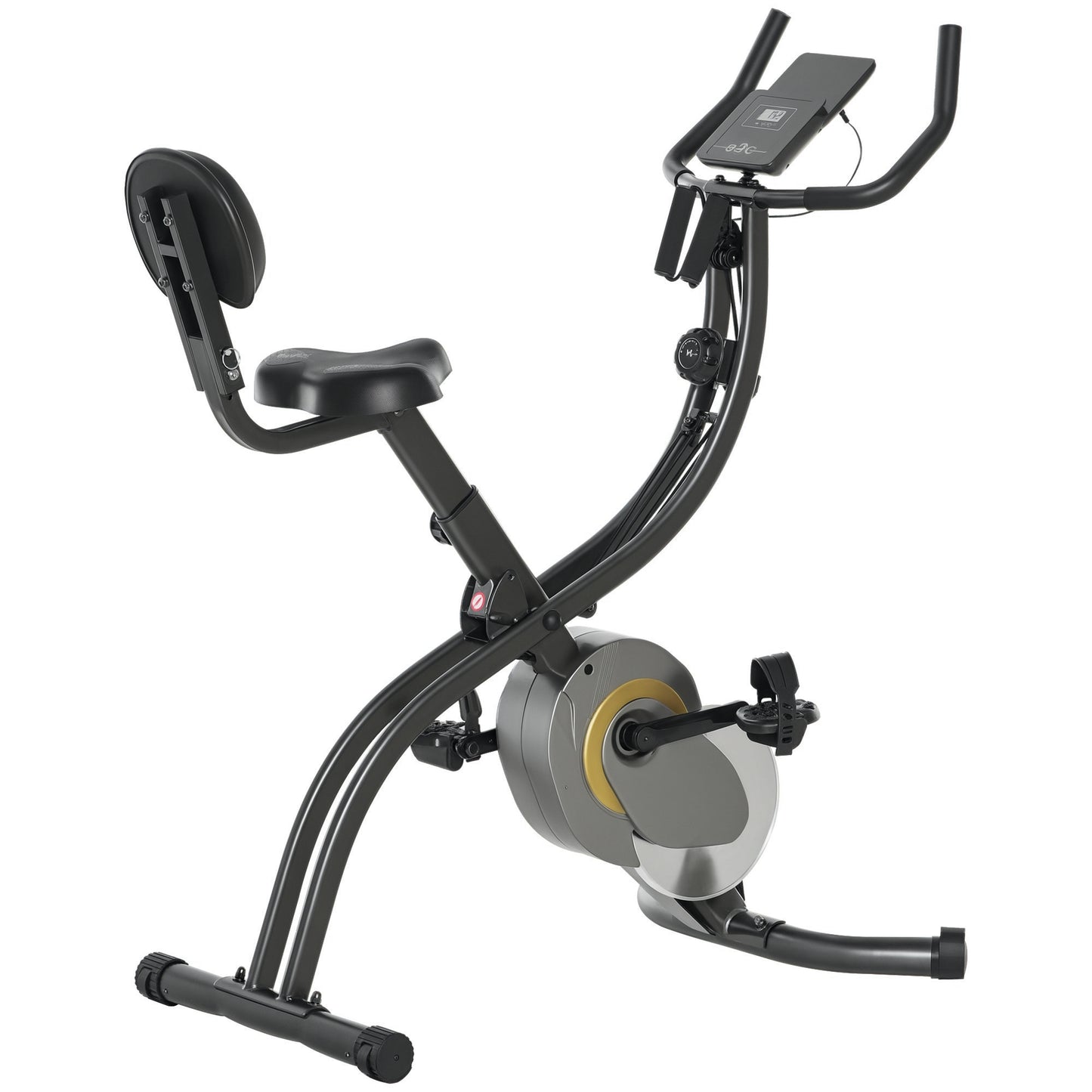 HOMCOM Heimtrainer Fahrrad Trimmrad mit 16-stufig einstellbarem Magnetwiderstand & Spannseil, Schwarz Grau, Fitnessgerät für Zuhause   Aosom.de