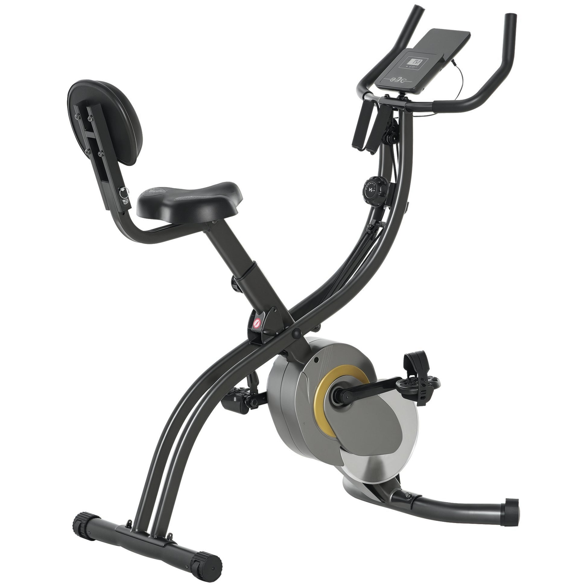 HOMCOM Heimtrainer Fahrrad Trimmrad mit 16-stufig einstellbarem Magnetwiderstand & Spannseil, Schwarz Grau, Fitnessgerät für Zuhause   Aosom.de
