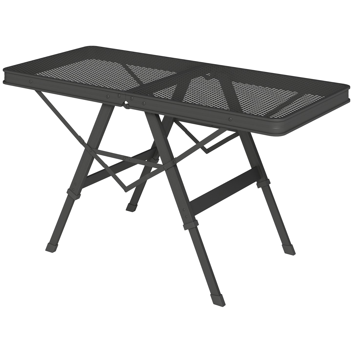 Outsunny Campingtisch höhenverstellbar Klapptisch mit Metallgitter Klappbar Gartentisch aus Aluminium leicht Multifunktionstisch Beistelltisch für Garten Balkon Camping 90 x 40,5cm Schwarz   Aosom