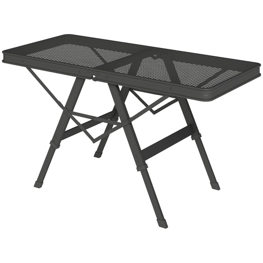 Outsunny Campingtisch höhenverstellbar Klapptisch mit Metallgitter Klappbar Gartentisch aus Aluminium leicht Multifunktionstisch Beistelltisch für Garten Balkon Camping 90 x 40,5cm Schwarz   Aosom