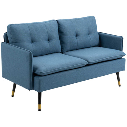HOMCOM 2 Sitzer Sofa, Couch mit Dickem Kissen, Polstersofa mit Stahlbeine, Modernes Doppelsofa für Wohnzimmer, Schlafzimmer, Dunkelblau   Aosom