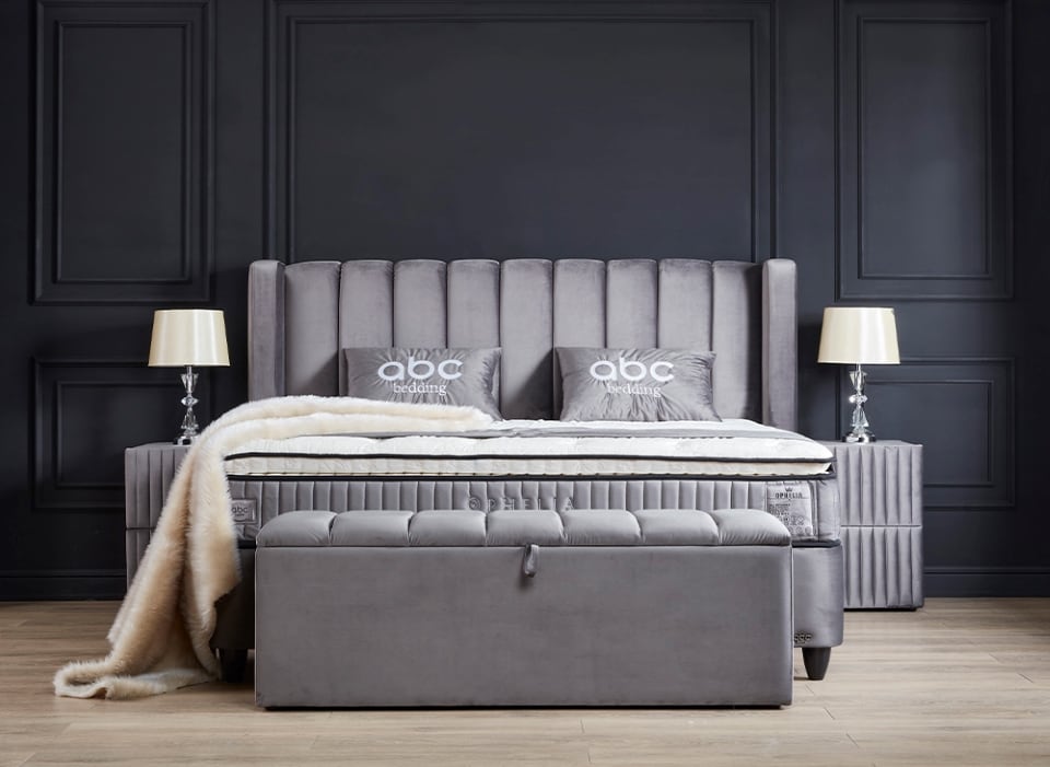 Boxspringbett Ophelia von ABC Bedding: Luxus und Komfort in Grau - Jetzt bei Myhomelando erhältlich