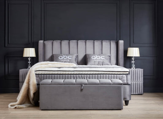 Boxspringbett Ophelia von ABC Bedding: Luxus und Komfort in Grau - Jetzt bei Myhomelando erhältlich