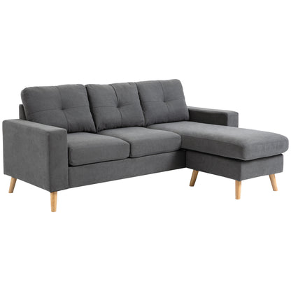 HOMCOM Ecksofa L-Form graue Eckcouch mit Chaiselongue Leinenoptik für 3 Personen 93x136x85cm ideal für Wohnzimmer   Aosom.de