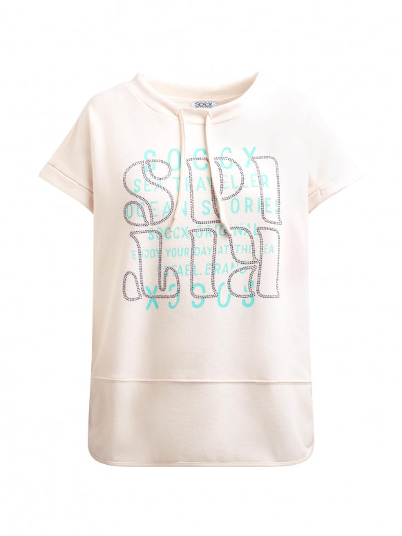SOCCX Oversized-Shirt mit Artwork aus Glitzerteinen - shell sand
