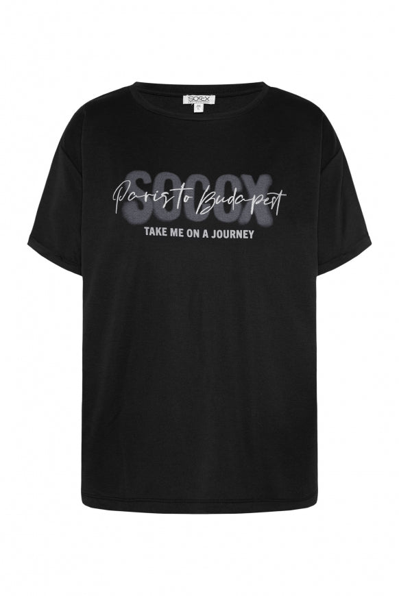SOCCX Oversized T-Shirt mit Logo Artwork - black