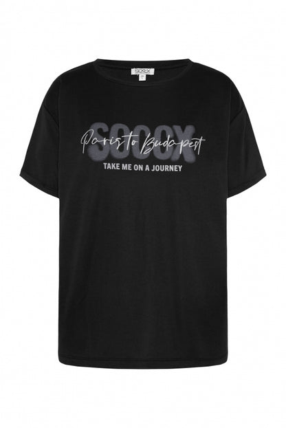 SOCCX Oversized T-Shirt mit Logo Artwork - black