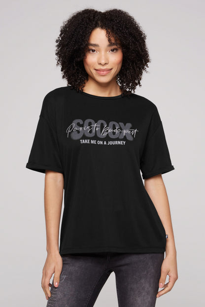 SOCCX Oversized T-Shirt mit Logo Artwork - black