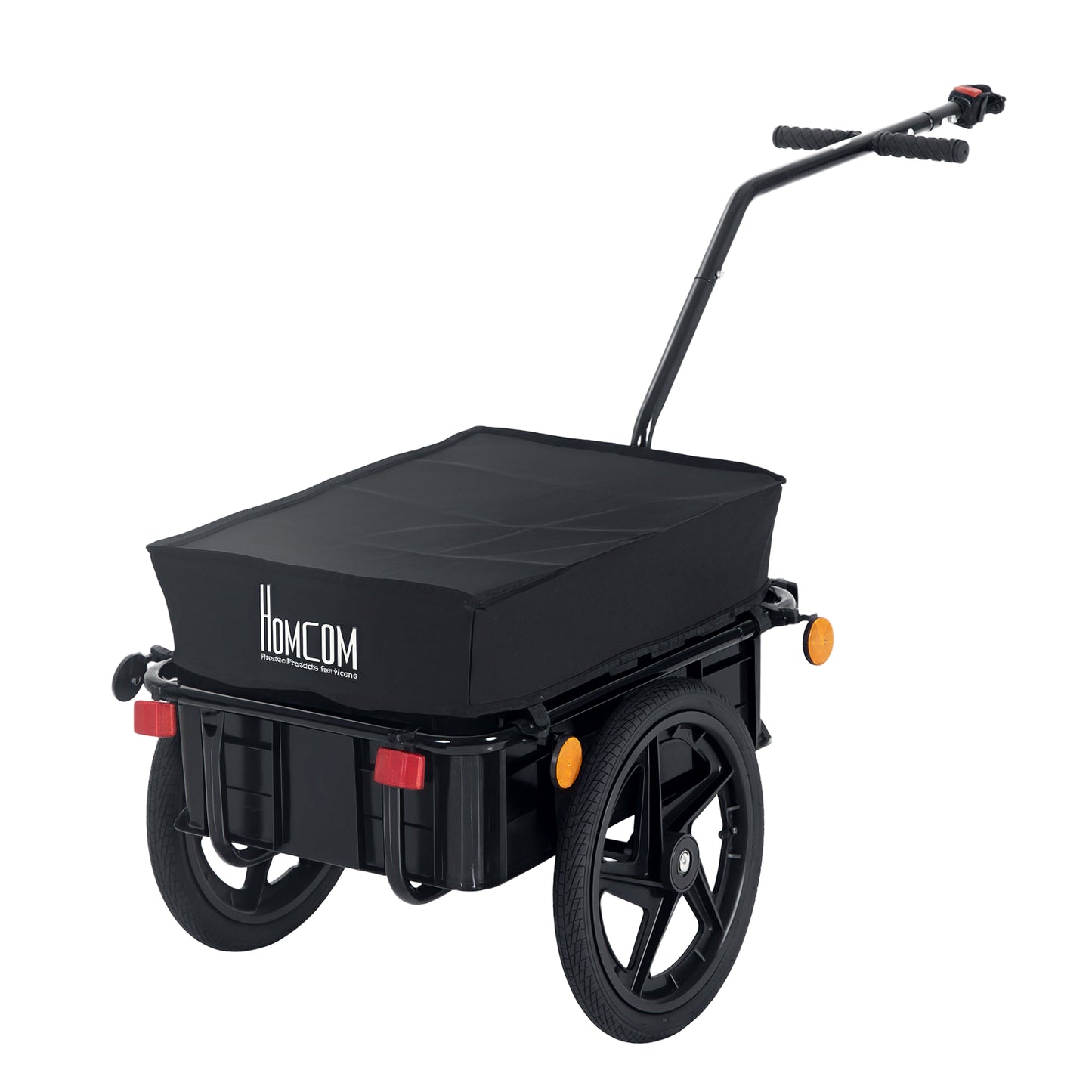HOMCOM Fahrradanhänger Lastenanhänger für Fahrrad 40 kg Belastbarkeit Transportanhänger Handwagen Stahl Oxford-Gewebe Schwarz 144 x 59 x 80 cm   Aosom