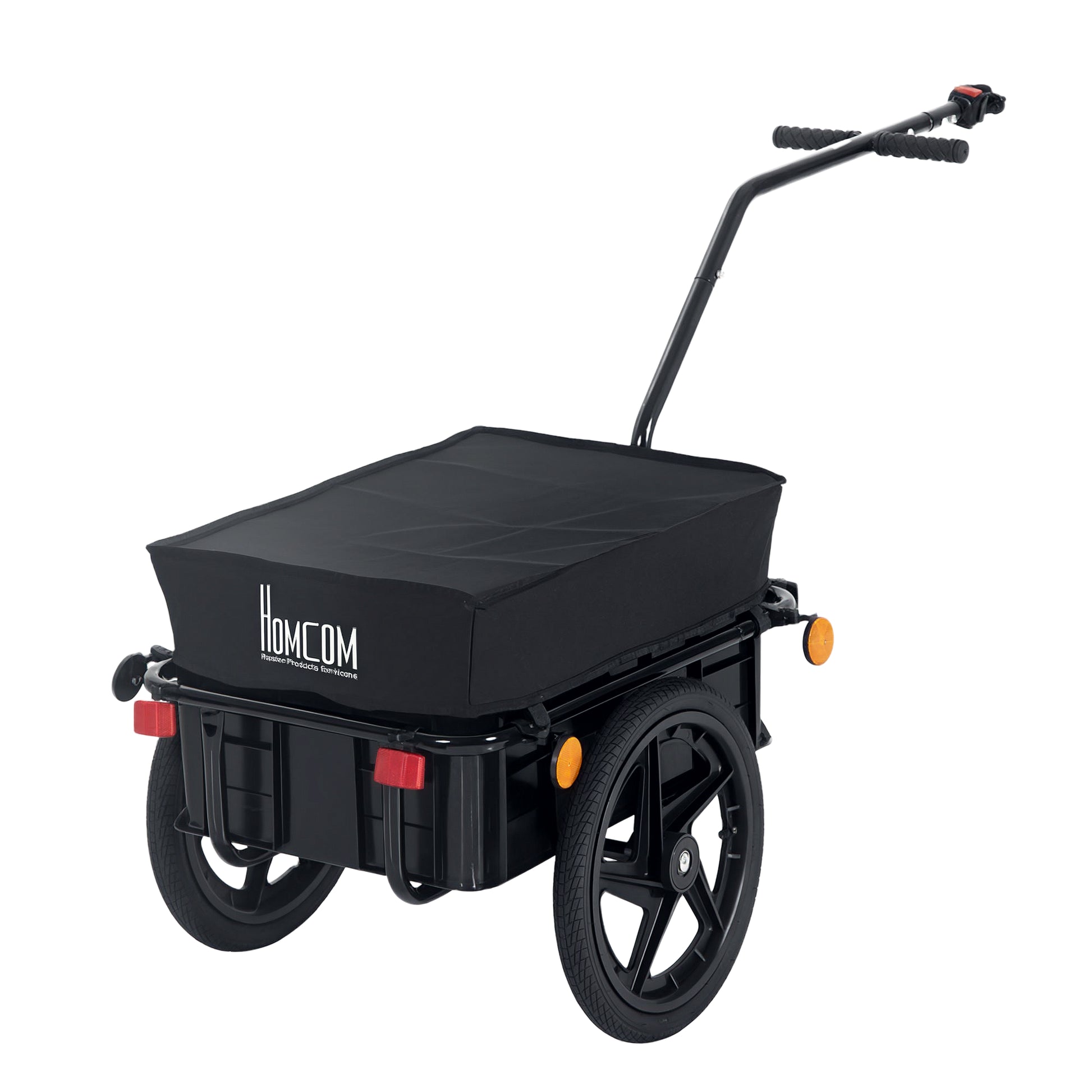HOMCOM Fahrradanhänger Lastenanhänger für Fahrrad 40 kg Belastbarkeit Transportanhänger Handwagen Stahl Oxford-Gewebe Schwarz 144 x 59 x 80 cm   Aosom