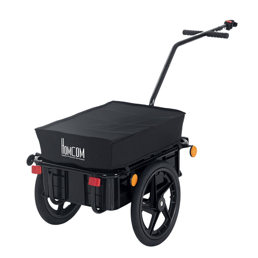 HOMCOM Fahrradanhänger Lastenanhänger für Fahrrad 40 kg Belastbarkeit Transportanhänger Handwagen Stahl Oxford-Gewebe Schwarz 144 x 59 x 80 cm   Aosom