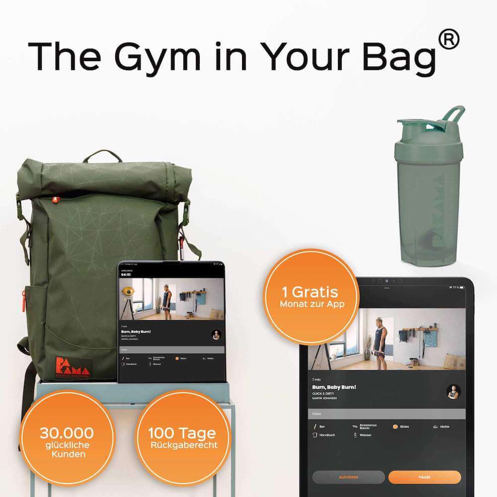 PAKAMA Fitnessstudio to Go (inkl. App) + Shaker - GOTHAM Green