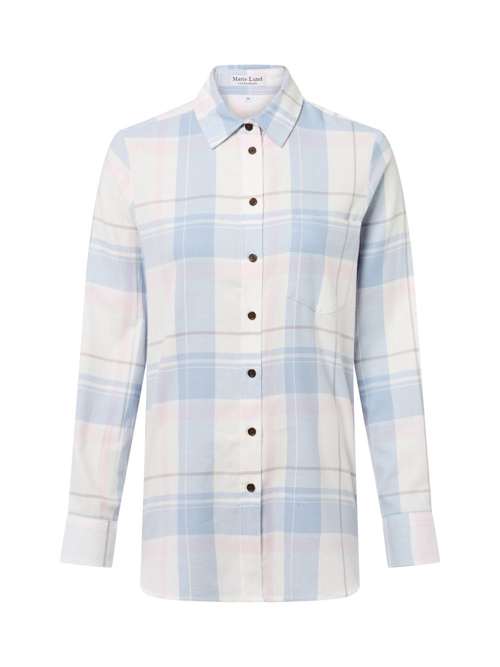 Marie Lund Hemdbluse Damen Regular Fit Baumwolle kariert