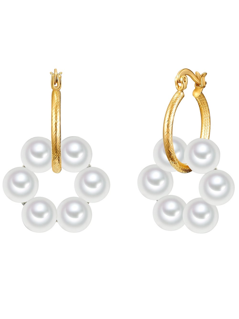 Yokoamii Perlen-Creolen Damen Metall