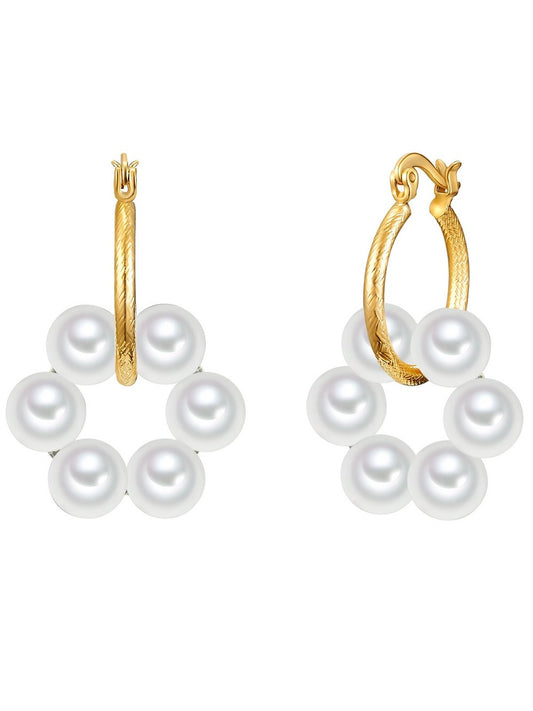 Yokoamii Perlen-Creolen Damen Metall