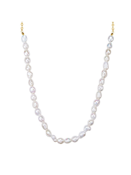 Yokoamii Perlen-Kette Damen Metall