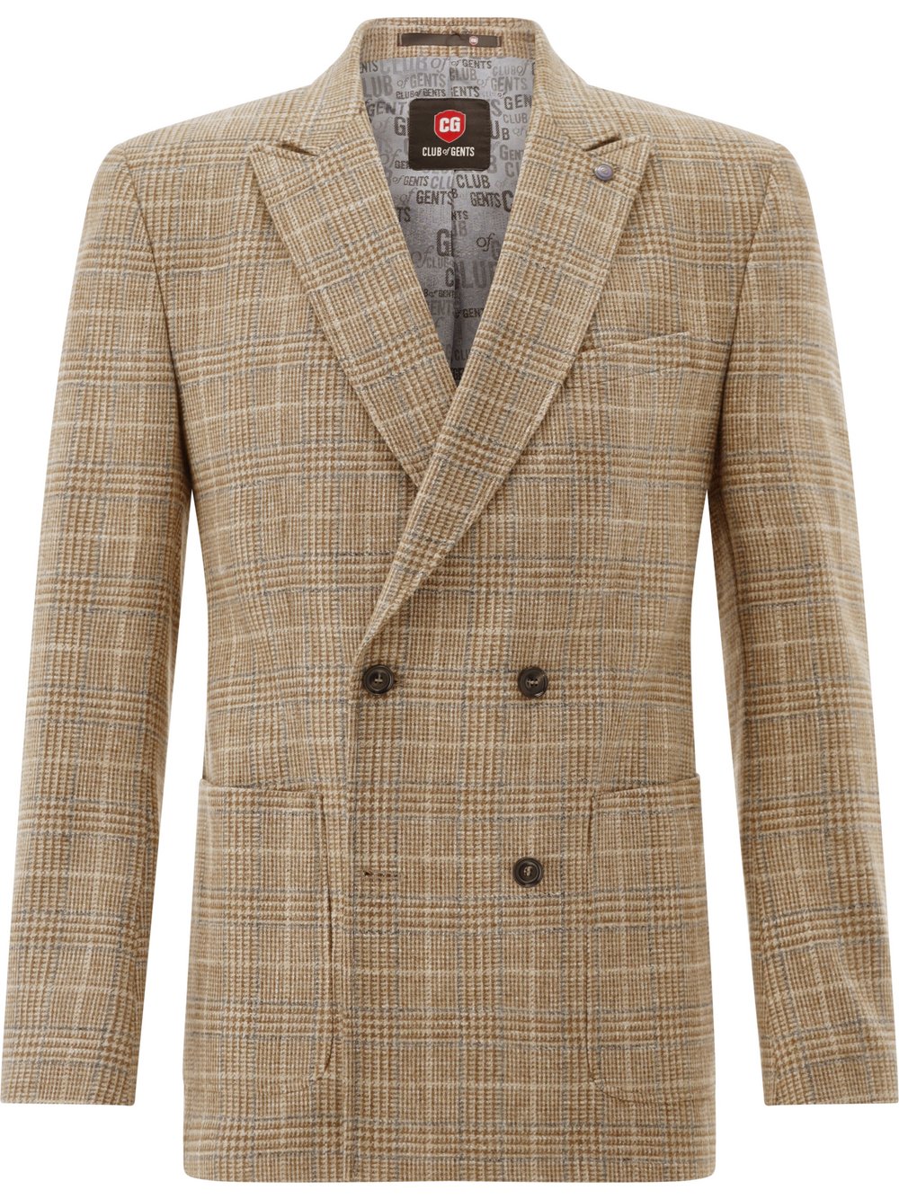 CG - CLUB of GENTS Sakko mit Woll-Anteil Herren Regular Fit Schurwolle kariert