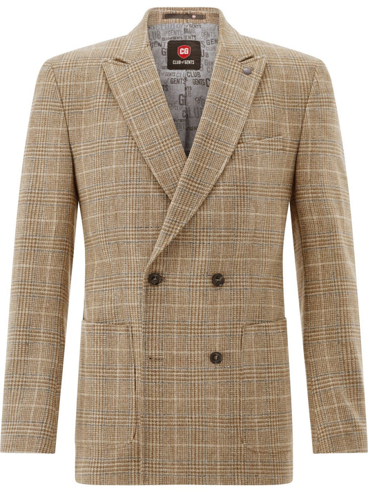 CG - CLUB of GENTS Sakko mit Woll-Anteil Herren Regular Fit Schurwolle kariert