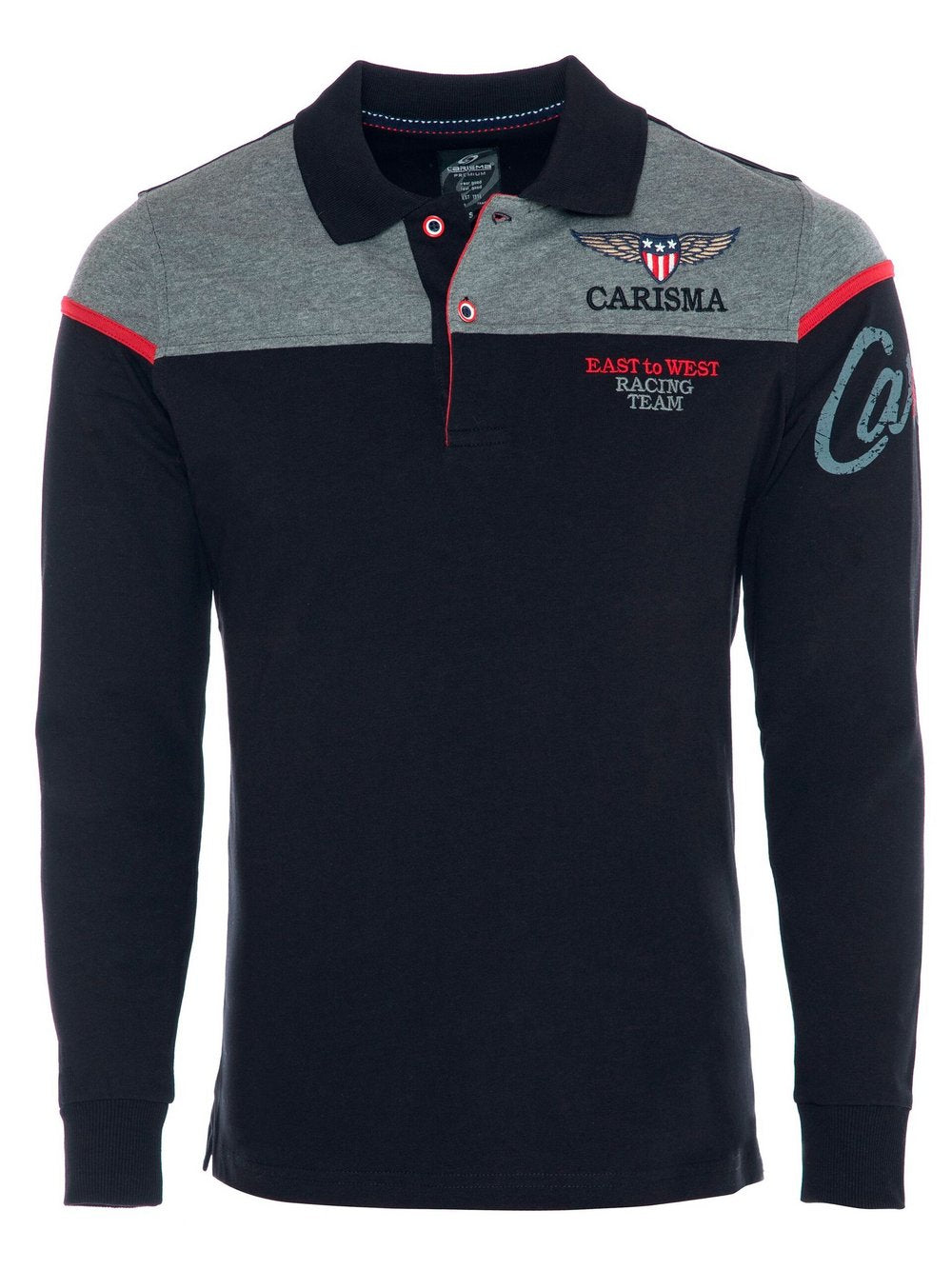 Carisma Langarm-Polo Herren Baumwolle bedruckt